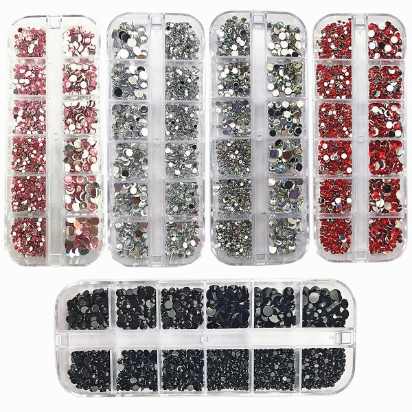 Nail Rhinestone Set Manufacturer - Hot Sale 12 Grids Factory Price Crystal Flat Back