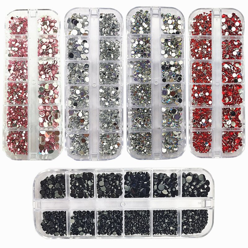 Nail Rhinestone Set Manufacturer - Hot Sale 12 Grids Factory Price Crystal Flat Back