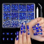 Nail Rhinestones Manufacturer - Wholesale 12 Grids Mix Shape Shiny Crystal 3D