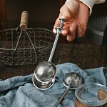 Tea Infuser Manufacturer - Long Handle Stainless Steel Reusable Push Style Strainer