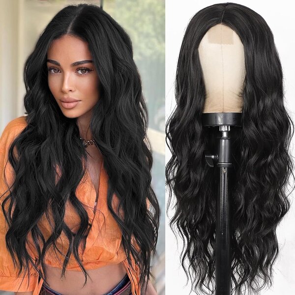 Lace Front Wig Manufacturer - Long Black Straight Angel's Desire Heat Resistant Synthetic