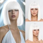 Bob Wig Manufacturer - Straight Short Black with Bangs Heat Resistant Synthetic