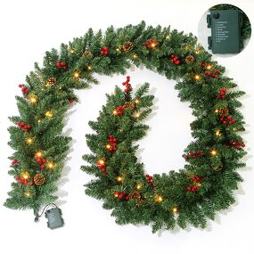 Christmas Garland Manufacturer - 2.7m Rattan LED Waterproof Artificial Pine Cone for Hanging