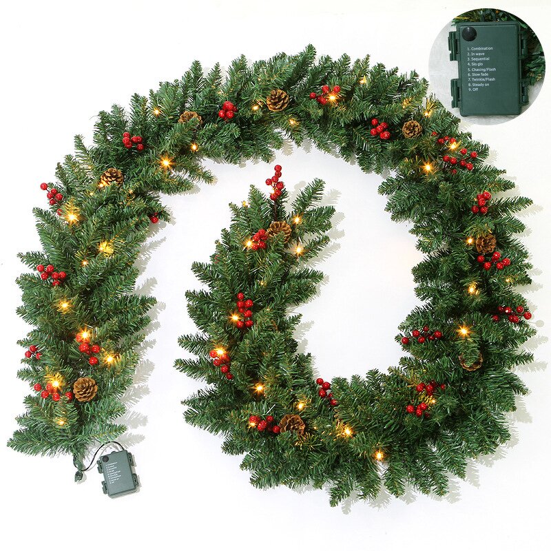 Christmas Garland Manufacturer - 2.7m Rattan LED Waterproof Artificial Pine Cone for Hanging