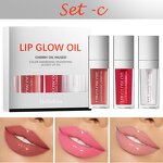 Lip Glow Oil Set Manufacturer - 3in1 Nourishing Crystal Clear Hydrating 3 Color Tinted