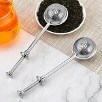Tea Infuser Manufacturer - Long Handle Stainless Steel Reusable Push Style Strainer