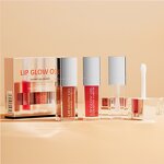 Lip Glow Oil Set Manufacturer - 3in1 Nourishing Crystal Clear Hydrating 3 Color Tinted