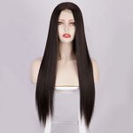 Synthetic Wig Manufacturer - Women's Long Black Straight High-temperature Silk Lace Front