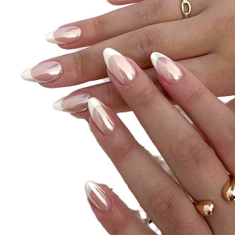 Artificial Fingernails Manufacturer - Wholesale Simple Pearlescent Aurora French Design
