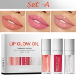 Lip Glow Oil Set Manufacturer - 3in1 Nourishing Crystal Clear Hydrating 3 Color Tinted