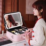 Cosmetic Bag Manufacturer - with Mirror LED Light Large-capacity Portable Storage