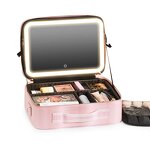 Makeup Organizer Manufacturer - Travel Portable Storage Box with LED Light up Mirror