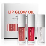 Lip Glow Oil Set Manufacturer - 3in1 Nourishing Crystal Clear Hydrating 3 Color Tinted