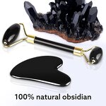 Facial Massage Tools Manufacturer - Wholesale Black Obsidian Roller & Gua Sha