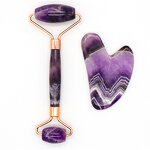 Facial Roller Manufacturer - 100% Real Natural Amethyst with Gua Sha Tool