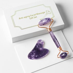 Facial Roller Manufacturer - 100% Real Natural Amethyst with Gua Sha Tool