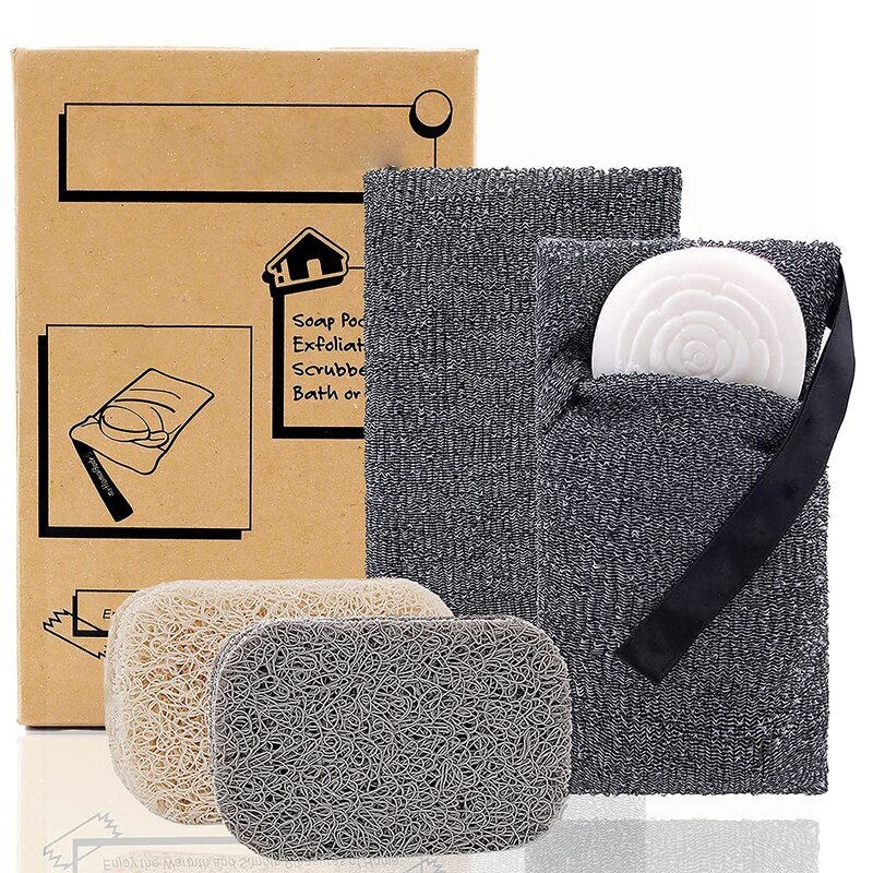 Soap Saver Pouch Manufacturer - Gray Mesh Pocket, Exfoliating Body Scrubber