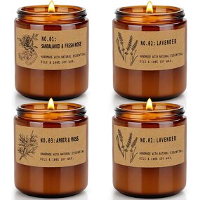 Scented Candle Set - Manufacturer Wholesale Soy Wax Lavender Rose Amber Long-lasting