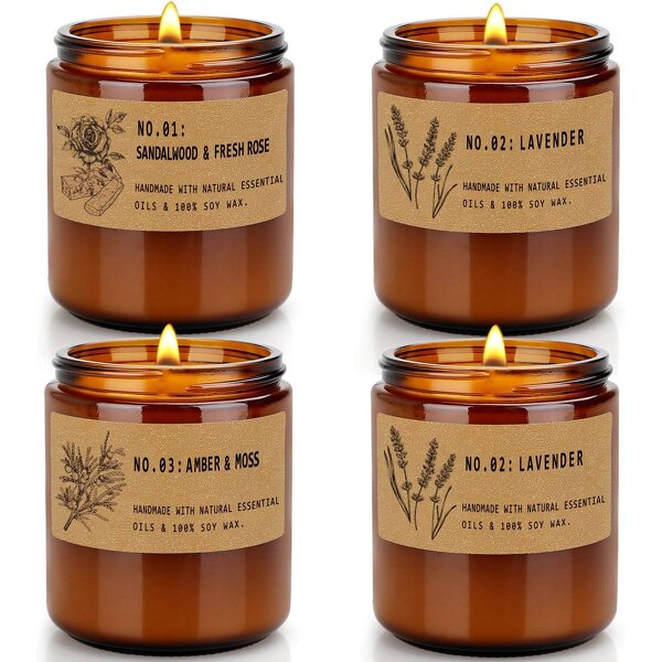 Scented Candle Set - Manufacturer Wholesale Soy Wax Lavender Rose Amber Long-lasting