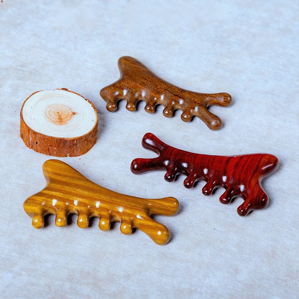 Comb & Jade Roller - Manufacturer Custom Sandalwood 4-in-1 Gua Sha Massage