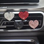 Car Perfume Clip Manufacturer - Heart-shaped Rhinestone Air Outlet Decoration Clip