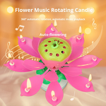 LED Birthday Candles Manufacturer - Electronic Double-Layer Lotus Flowering, Music Rotating