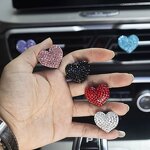 Car Perfume Clip Manufacturer - Heart-shaped Rhinestone Air Outlet Decoration Clip