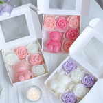 Soy Wax Candle Set Manufacturer - Pink Purple Rose Bear, Trendy Creative Home Decoration