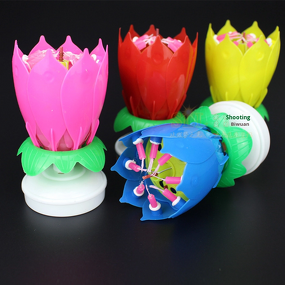 LED Birthday Candles Manufacturer - Electronic Double-Layer Lotus Flowering, Music Rotating
