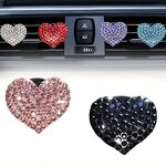 Car Perfume Clip Manufacturer - Heart-shaped Rhinestone Air Outlet Decoration Clip
