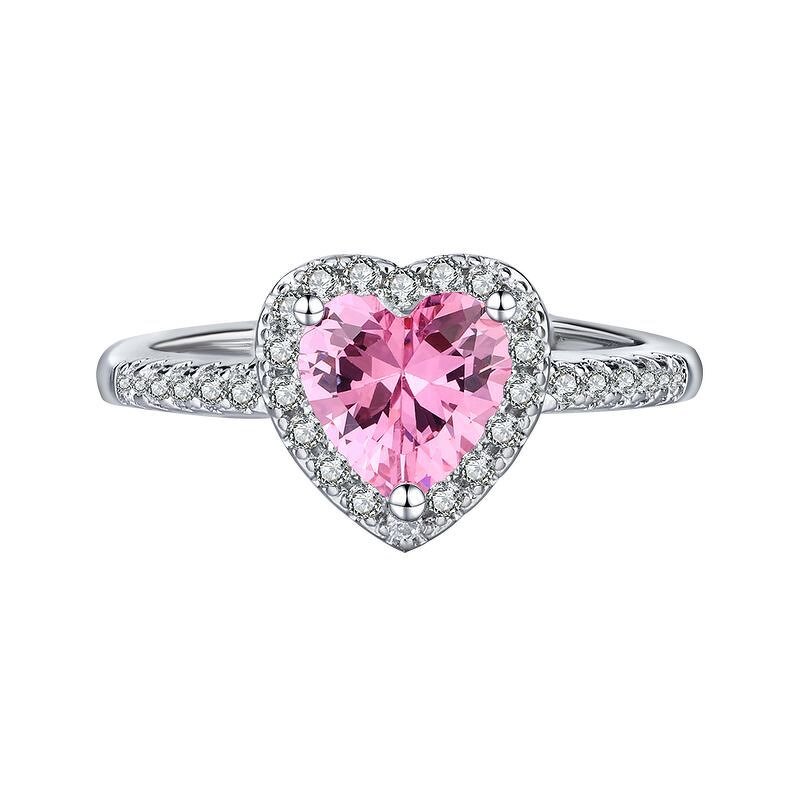 Ring - Manufacturer Heart Pink Zircon Platinum Plated Simulation Diamond Women