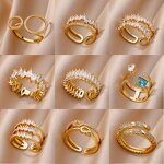 Ring - Manufacturer Wholesale Gold Silver Geometric Multilayer Zircon Open Women