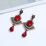Earrings - Manufacturer Zinc Alloy Crystal Ruby Vintage Scalloped Tassel Drop
