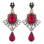 Earrings - Manufacturer Zinc Alloy Crystal Ruby Vintage Scalloped Tassel Drop