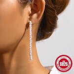 Earrings - Manufacturer S925 Silver 18K Gold Pearl Zircon Tassel Drop Stud