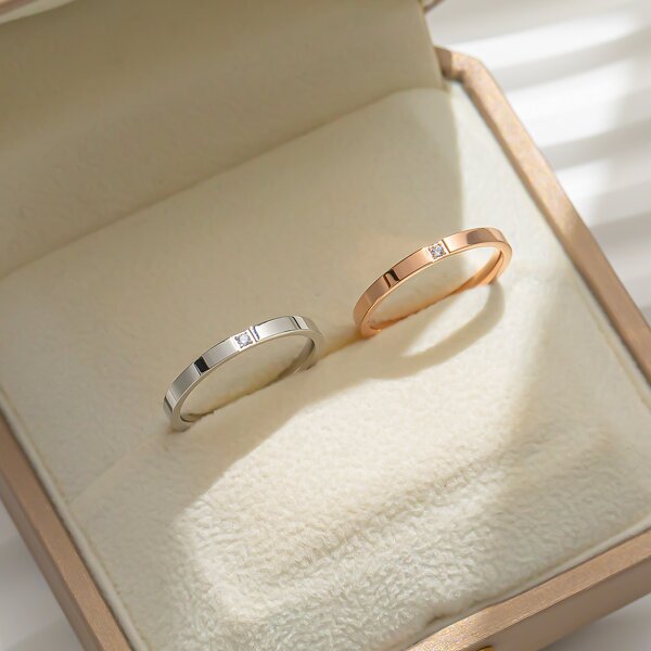 Ring - Manufacturer 18K Gold Titanium Steel Thin Couple Diamond Fashion Ring
