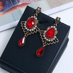 Earrings - Manufacturer Zinc Alloy Crystal Ruby Vintage Scalloped Tassel Drop