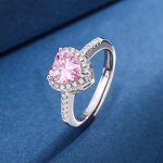 Ring - Manufacturer Heart Pink Zircon Platinum Plated Simulation Diamond Women