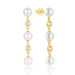 Earrings - Manufacturer S925 Silver 18K Gold Pearl Zircon Tassel Drop Stud