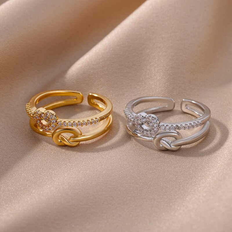 Ring - Manufacturer Wholesale Gold Silver Geometric Multilayer Zircon Open Women