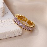 Ring - Manufacturer Iridescent Zircon Stainless Steel Gold Silver Rainbow Women