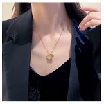 Necklace - Manufacturer 18K Gold Shell Zircon Stainless Steel Pearl Hollow Open