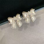 Earrings - Manufacturer S925 Silver 14K Gold Pearl Bow Stainless Steel Stud