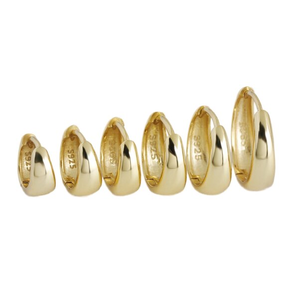 Earrings - Manufacturer S925 Silver 18K Gold Chunky Huggie Hoop for Women