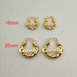 Earrings - Manufacturer OEM Custom 18/25mm 18K Gold Twist Nameplate Hoop Kids