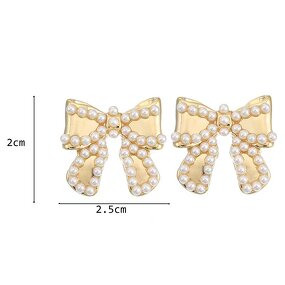Earrings - Manufacturer S925 Silver 14K Gold Pearl Bow Stainless Steel Stud