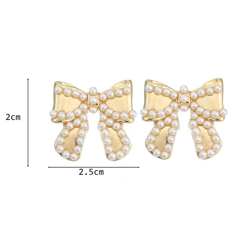 Earrings - Manufacturer S925 Silver 14K Gold Pearl Bow Stainless Steel Stud