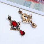 Earrings - Manufacturer Zinc Alloy Crystal Ruby Vintage Scalloped Tassel Drop