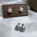 Earrings - Manufacturer S925 Silver 9mm 5A Pearl Zircon Diamond Set Light Stud