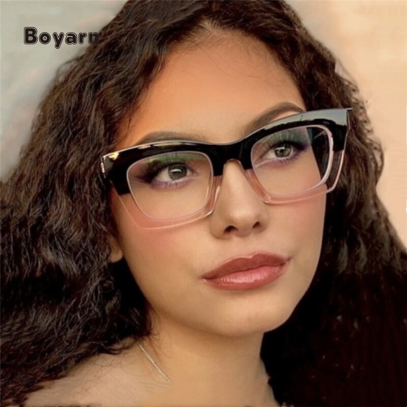 Eyeglasses - Manufacturer Women's Square Plastic Anti-Blue Light Optical Frames